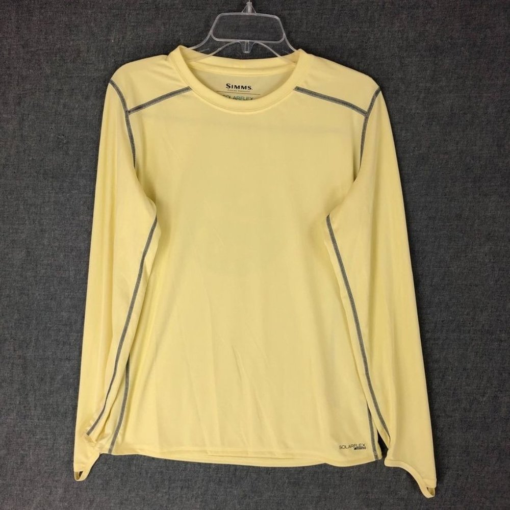 Simms Solar Flex Fishing T Shirt L Large Long Sleeve Lightweight Yellow Adult